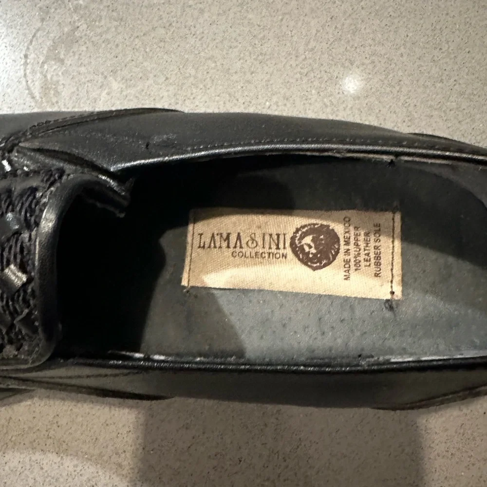 Like New! Lamasini Woven Genuine Leather Slip On Square Toe  Men's Shoes